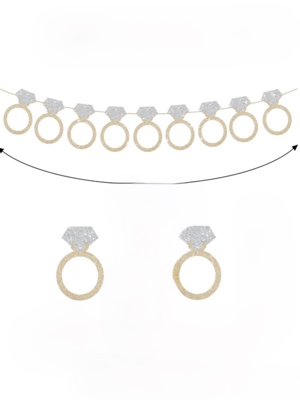 Gold & Silver Ring Garland Necklace Banner - Women Jewelry Decoration